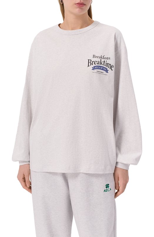 Хлопковый свитшот AECA WHITE AWCMSSBBTTLST001A2.LIGHT GREY (S) Серый  AWCMSSBBTTLST001A2.LIGHT GREY (S) Фото 3