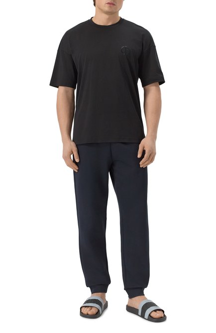 Мужская хлопковая футболка GIORGIO ARMANI черного цвета, арт. GM001246/TE10333 | Фото 2 (Драгоценные камни: Проставлено; Материал сплава: Проставлено; Рукава: Короткие; Длина (для топов): Стандартные)