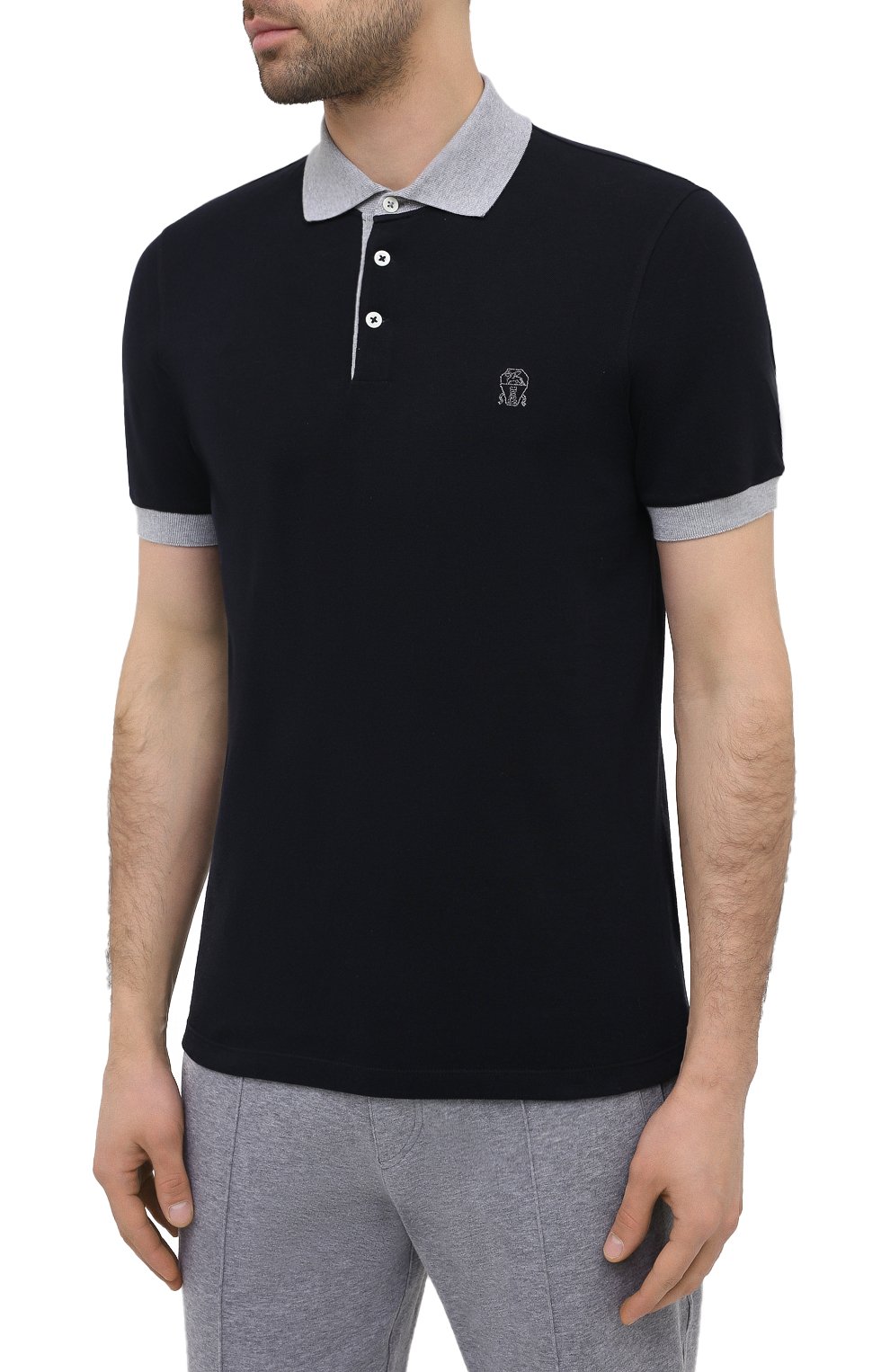 Хлопковое поло BRUNELLO CUCINELLI темно-синего цвета по цене 63950 руб., арт. M0T638357G, фото 3 Хлопковое поло BRUNELLO CUCINELLI, арт. M0T638357G, фото 3