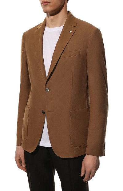 Хлопковый пиджак BOSS коричневого цвета по цене 51550 руб., арт. 50468918, фото 3 Хлопковый пиджак BOSS, арт. 50468918, фото 3