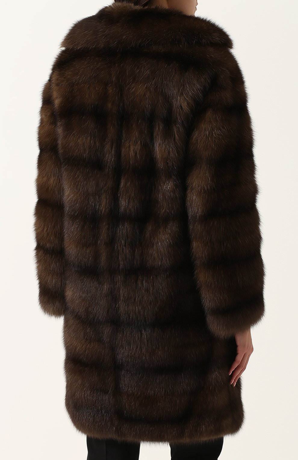 Шуба прямого кроя с отложным воротником из меха соболя VALENTINO, арт. NF3FA287/3AF, фото 4
