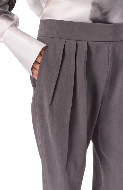 Шелковые брюки Giorgio Armani GW002792/TE13824 Серый  GW002792/TE13824 Фото 5