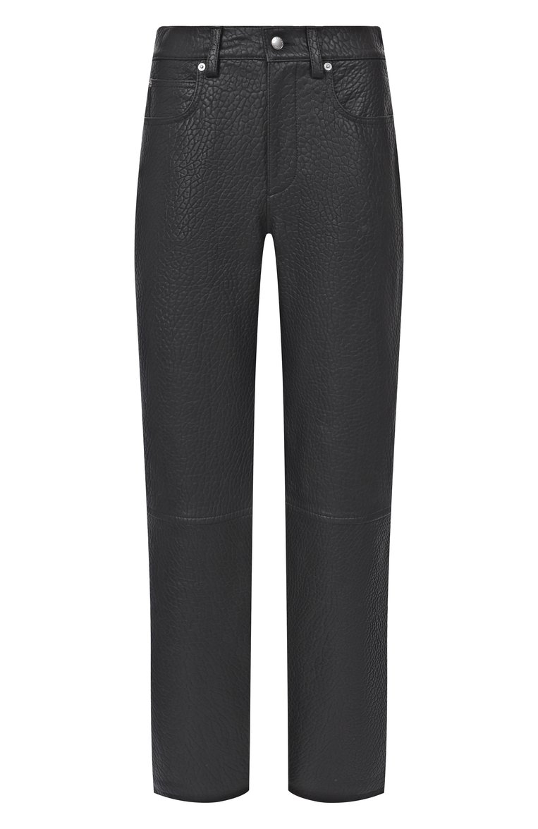 Женские кожаные брюки ALEXANDER WANG черного цвета, арт. 1WC1254797 | Фото 1 (Материал внешний: Натуральная кожа; Материал подклада: Вискоза; Длина (брюки, джинсы): Стандартные; Силуэт Ж (брюки и джинсы): Прямые; Стили: Кэжуэл; Женское Кросс-КТ: Брюки-одежда, Замша и кожа)