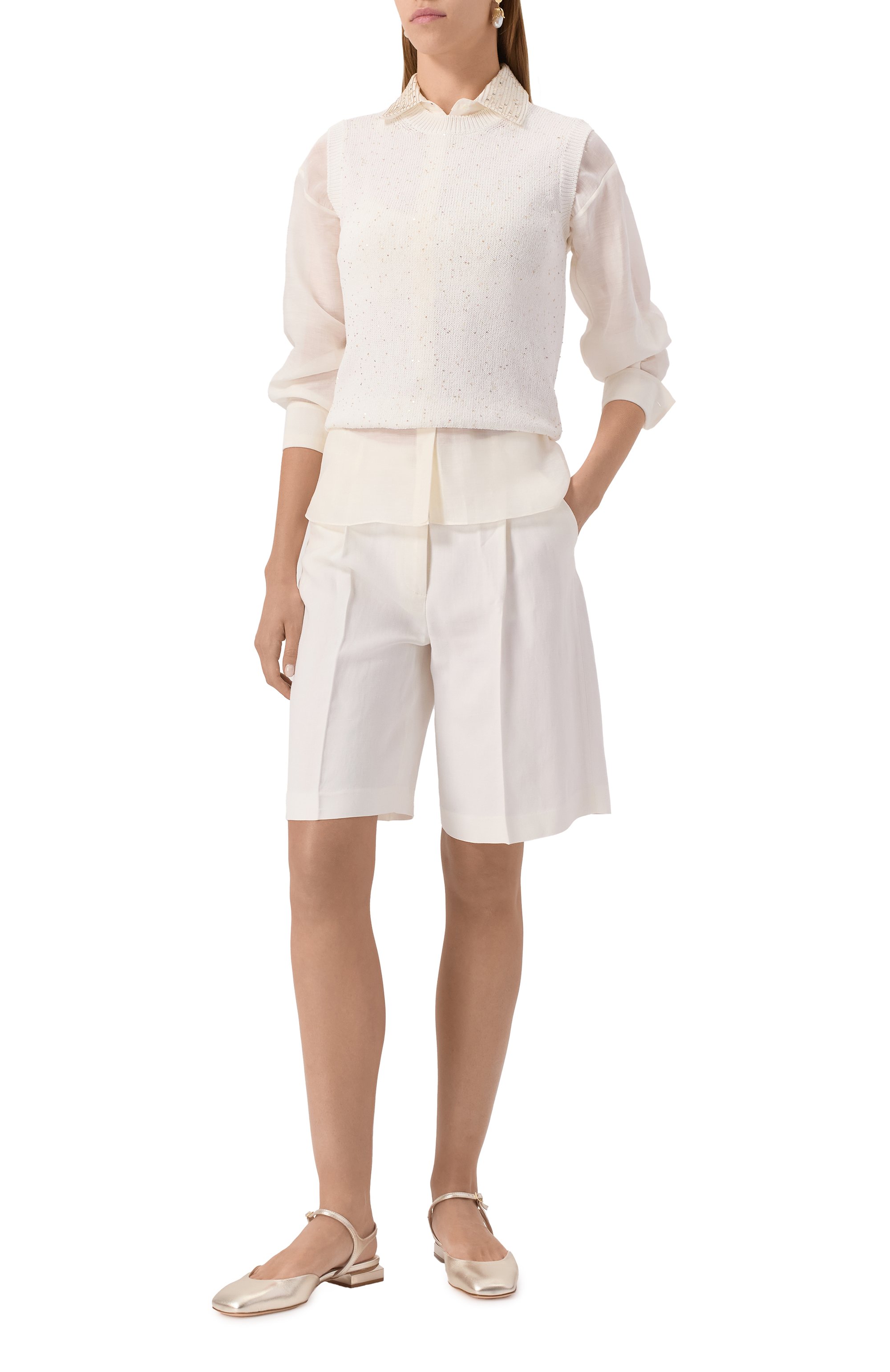 Хлопковый топ GRAN SASSO белого цвета по цене 33550 руб., арт. 13210/32401, фото 2 Хлопковый топ GRAN SASSO, арт. 13210/32401, фото 2