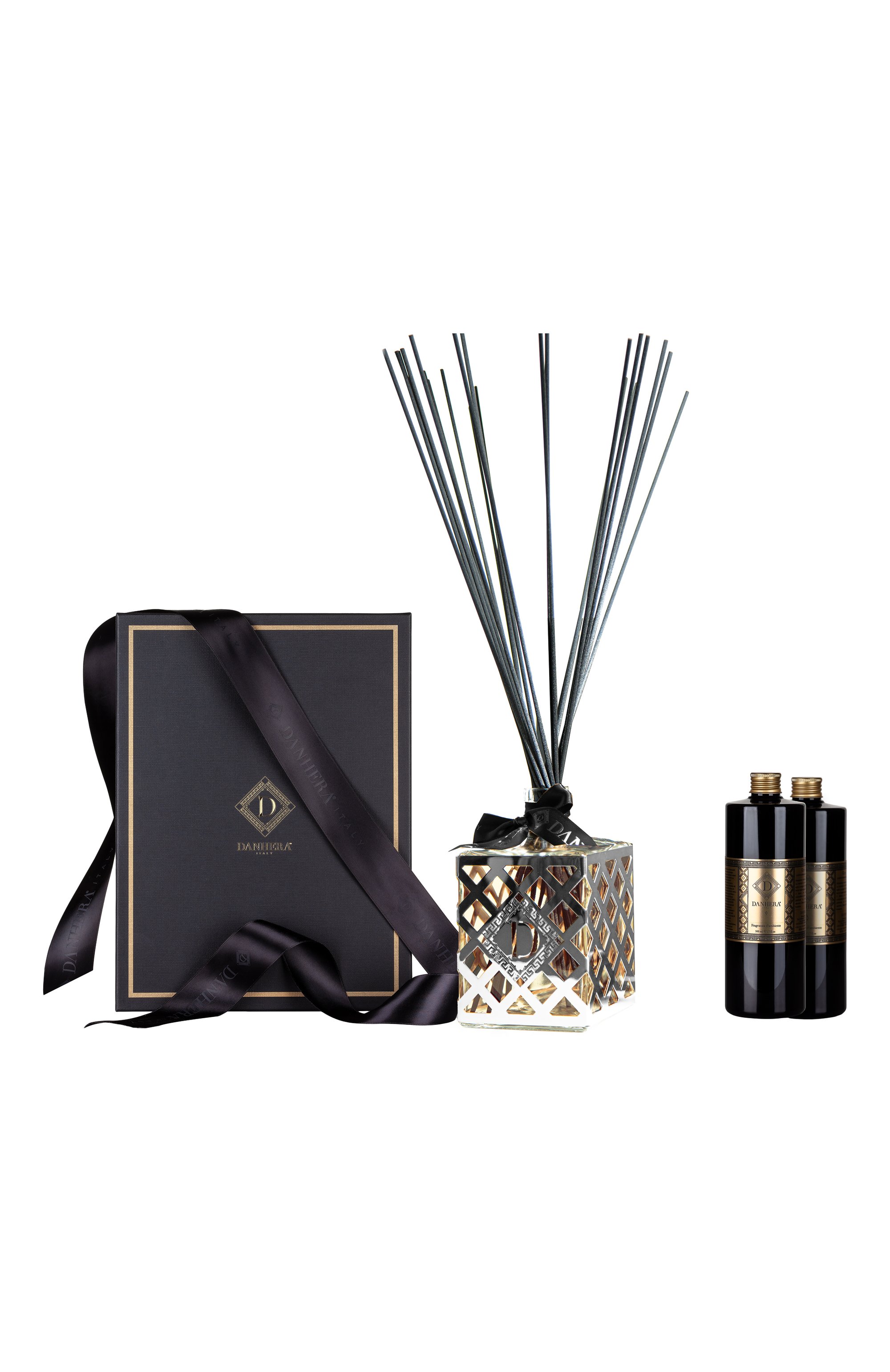 Набор efesto jewels platinum kera  (ваза 1000ml + рефил 2х500ml) DANHERA ITALY, арт. DANHEFESTO1000/PLATI/KERA, фото 1