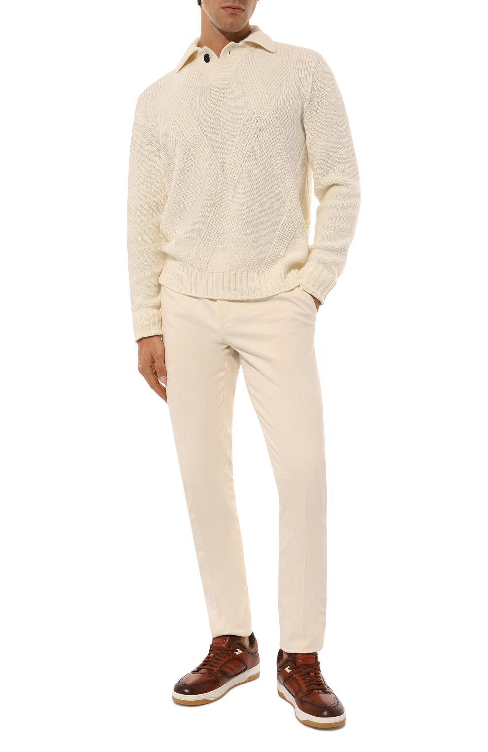 Кожаные кеды sneak-air SANTONI коричневого цвета по цене 69950 руб., арт. MBSG22015BAMPGHV, фото 2 Кожаные кеды sneak-air SANTONI, арт. MBSG22015BAMPGHV, фото 2