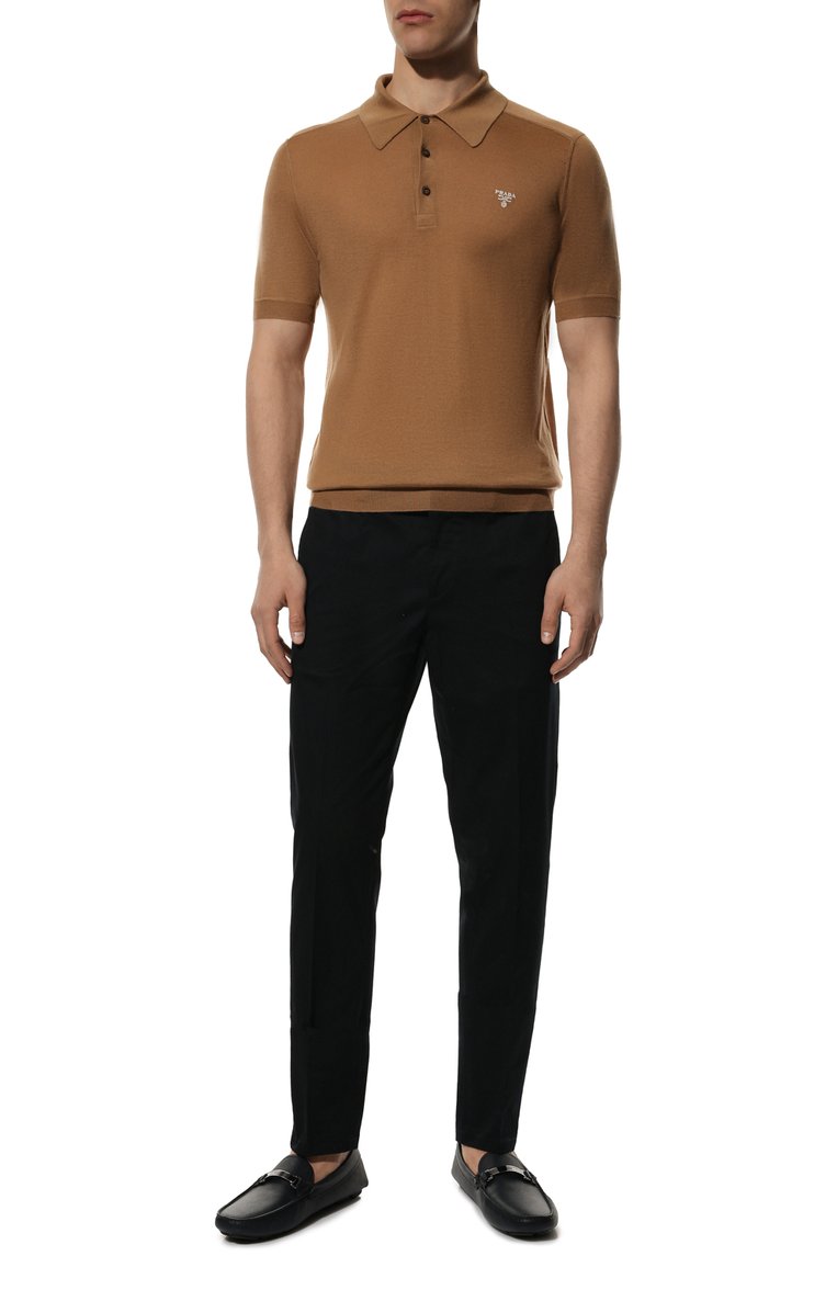 Мужские кожаные мокасины PRADA темно-синего цвета, арт. 2DD159-053-F0216-U00I | Фото 2 (Стили: Кэжуэл; Нос: Не проставлено; Материал сплава: Проставлено; Материал внешний: Натуральная кожа)