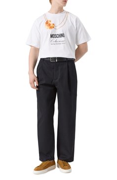 Мужские брюки MOSCHINO черного цвета, арт. A0331/0213 | Фото 2 (Материал внешний: Хлопок, Синтетический материал; Длина (брюки, джинсы): Стандартные; Случай: Повседневный; Стили: Кэжуэл; Автоматизация ТО: Проставлено; Автоматизация состава: Проставлено)