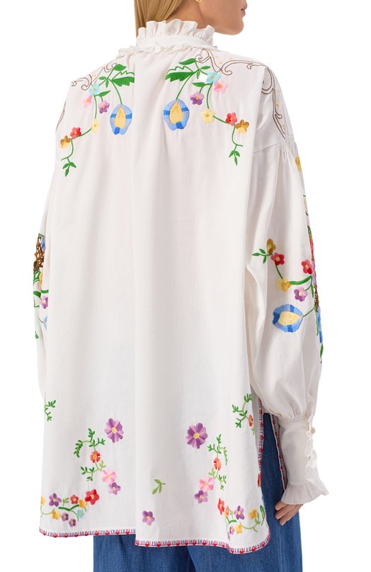 Блузка из хлопка и льна Valentino 6B3AEAC690D Белый  6B3AEAC690D Фото 4