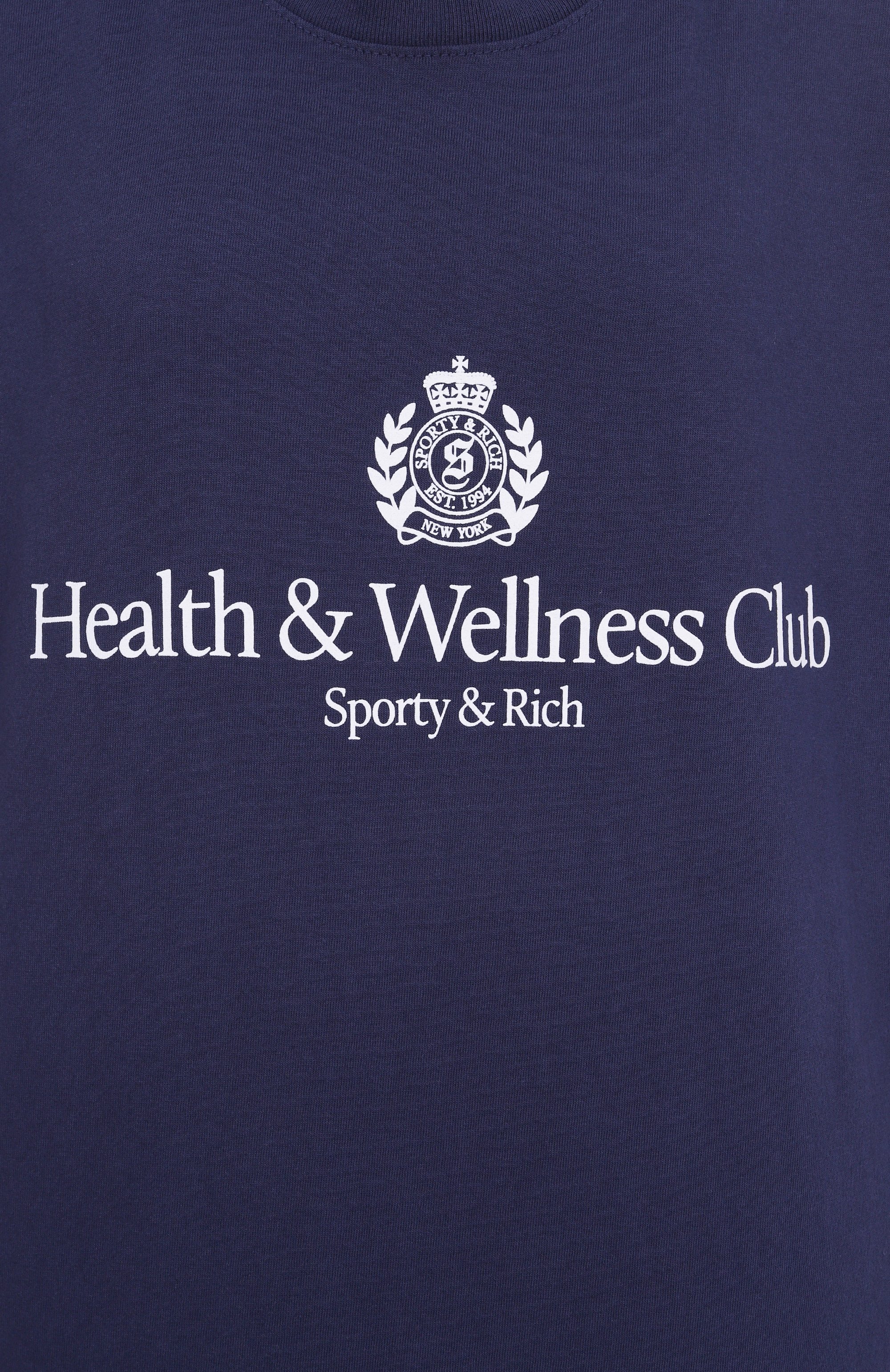 Хлопковая футболка SPORTY AND RICH синего цвета по цене 9595 руб., арт. T0043612241BL106, фото 10 Хлопковая футболка SPORTY AND RICH, арт. T0043612241BL106, фото 10