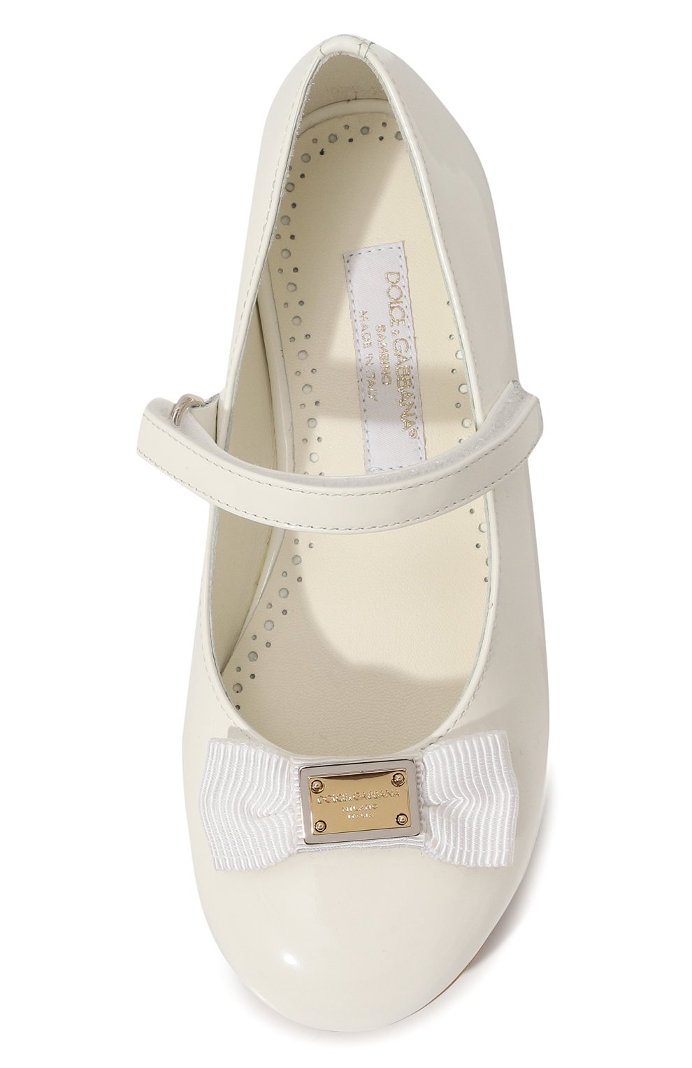 Кожаные балетки DOLCE & GABBANA белого цвета по цене 39550 руб., арт. D11193/A5291/29-36, фото 4 Кожаные балетки DOLCE & GABBANA, арт. D11193/A5291/29-36, фото 4