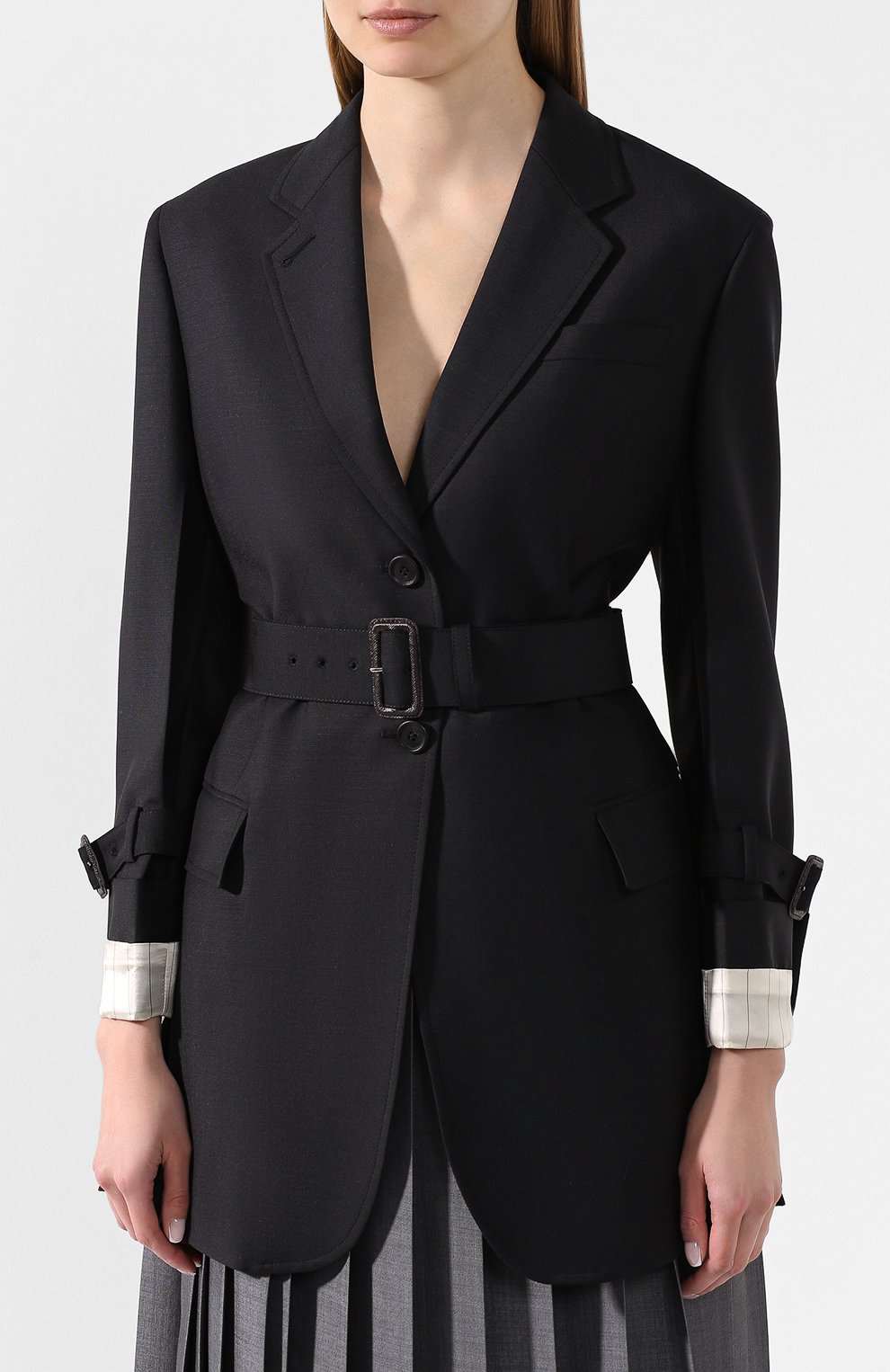 Шерстяной жакет PRADA черного цвета по цене 240000 руб., арт. P500IH-G54-F0008, фото 3 Шерстяной жакет PRADA, арт. P500IH-G54-F0008, фото 3