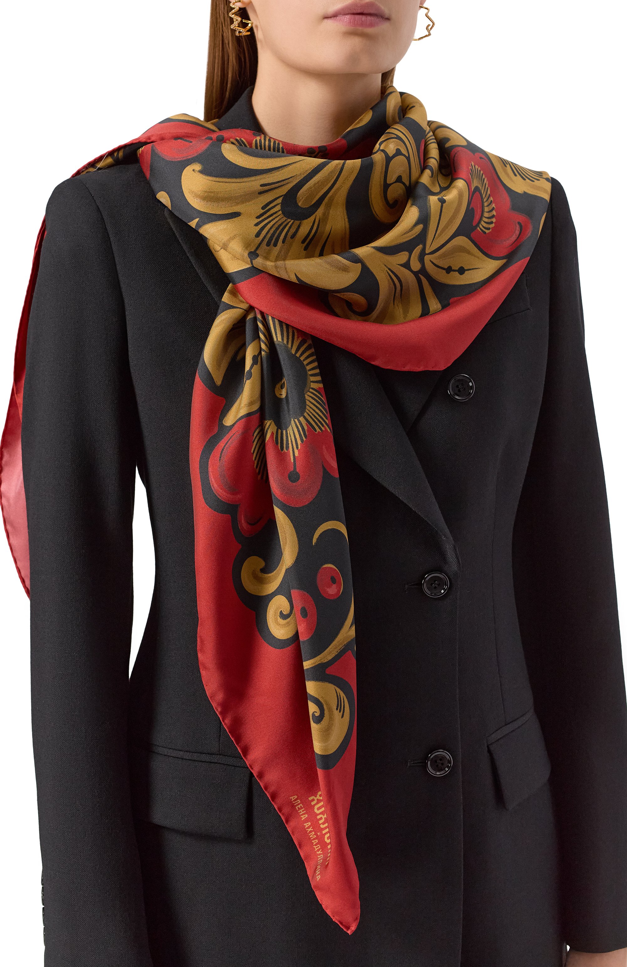 Шелковая шаль ХОХЛОМА Х АЛЕНА АХМАДУЛЛИНА, арт. WTA111S, фото 2