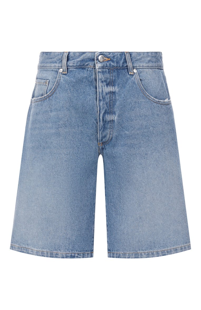 Мужские джинсовые шорты ICON DENIM LA голубого цвета, арт. L0UIS EC0 | Фото 1 (Длина Шорты М: До колена; Материал внешний: Хлопок; Принт: Без принта; Стили: Кэжуэл; Случай: Повседневный; Автоматизация ТО: Проставлено; Автоматизация состава: Проставлено; Детали: Без декора)