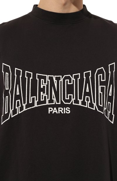 Хлопковая футболка BALENCIAGA черного цвета по цене 78900 руб., арт. 787349/TRVH5, фото 5 Хлопковая футболка BALENCIAGA, арт. 787349/TRVH5, фото 5