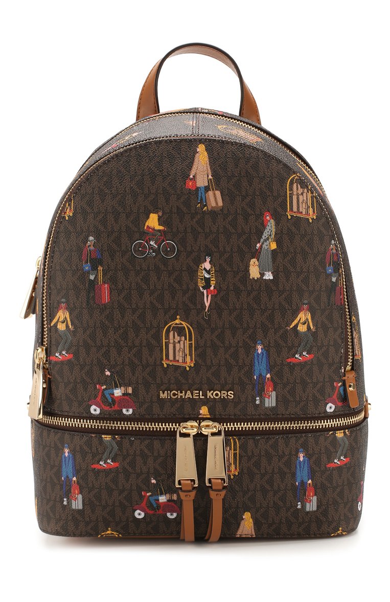 Metallic signature rhea zip backpack on sale