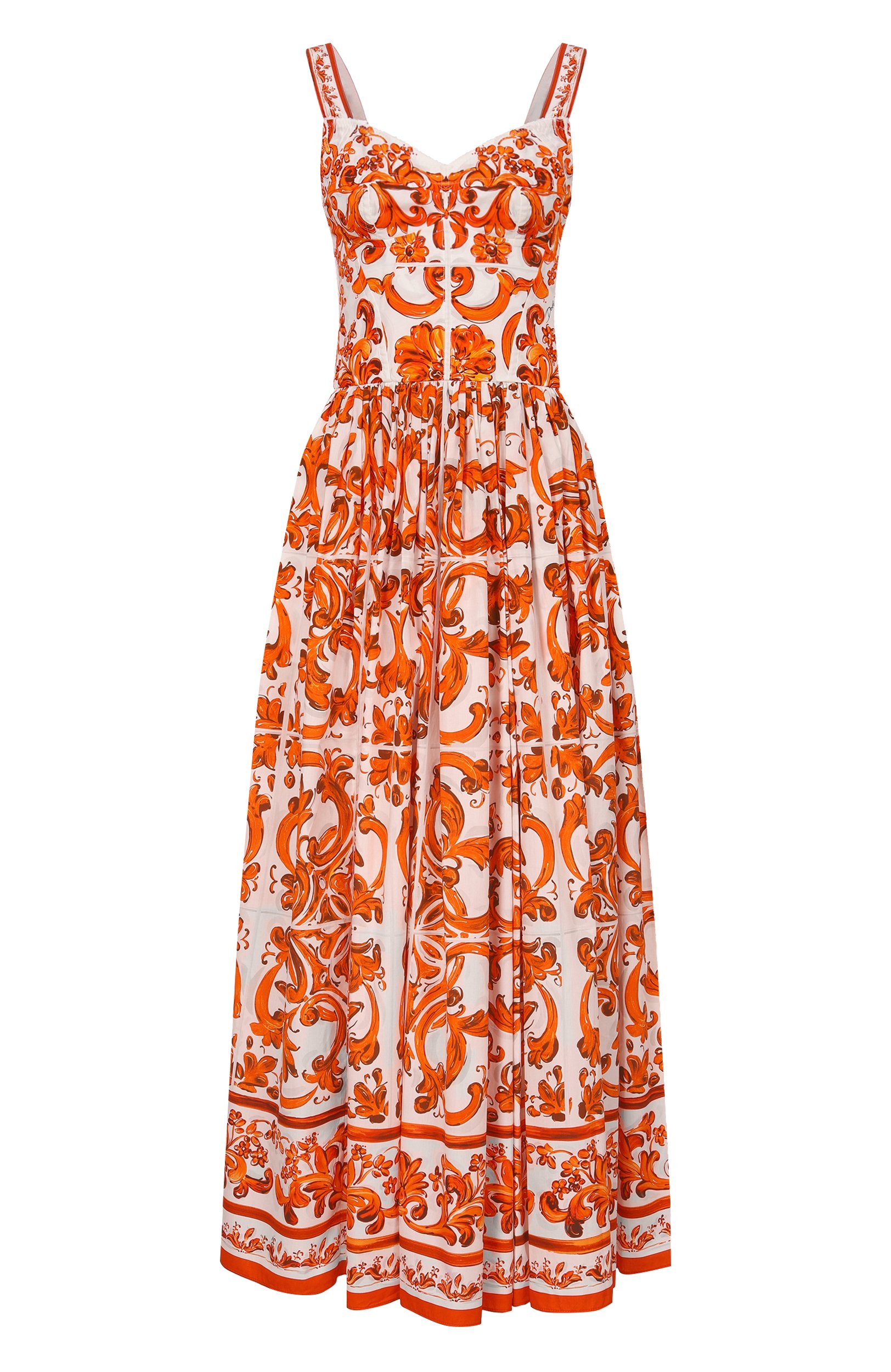 Хлопковое платье DOLCE & GABBANA оранжевого цвета по цене 267500 руб., арт. F6TTHT/GDDRL, фото 1 Хлопковое платье DOLCE & GABBANA, арт. F6TTHT/GDDRL, фото 1