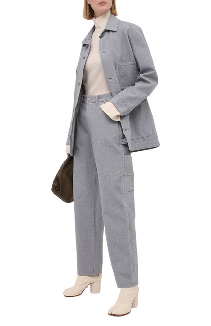 Женские кожаные ботильоны tabi MAISON MARGIELA кремвого цвета, арт. S58WU0260/P3753 | Фото 2 (Материал внутренний: Натуральная кожа; Подошва: Плоская; Каблук высота: Высокий; Каблук тип: Устойчивый; Материал внешний: Кожа; Материал утеплителя: Без утеплителя)