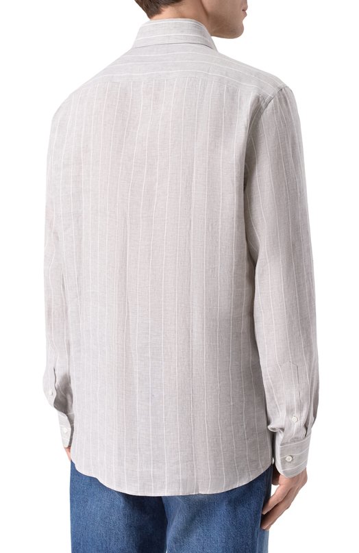 Льняная рубашка Brunello Cucinelli MA6860627 Серый  MA6860627 Фото 4