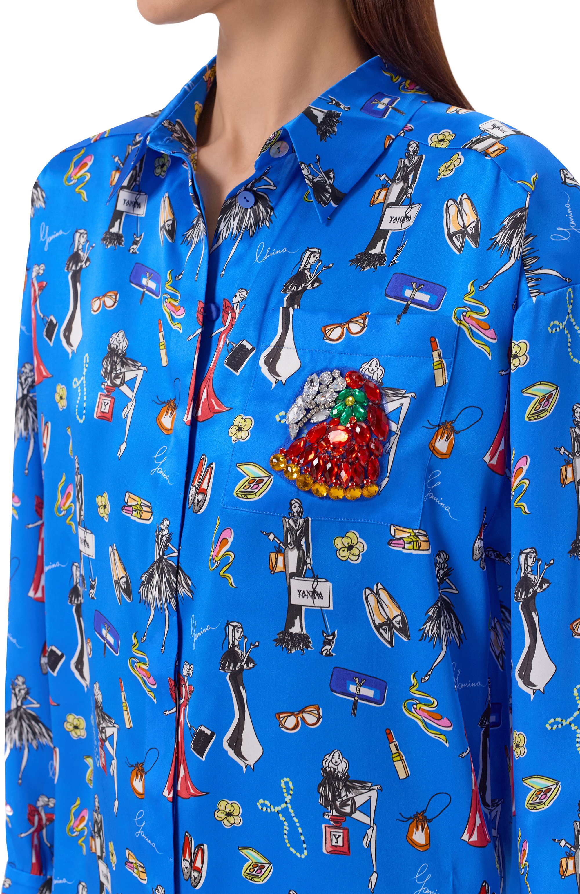 Атласная рубашка YANINA, арт. T-3122, фото 5