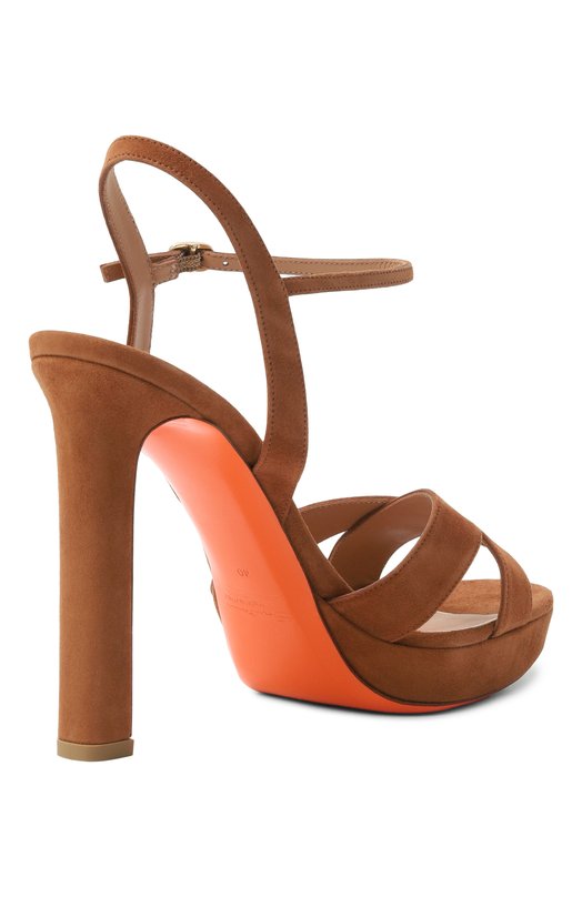 Замшевые босоножки Santoni WHVG72287HX2NMGD Коричневый  WHVG72287HX2NMGD Фото 5