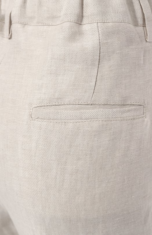 Льняные брюки Kiton D55113H08442 Бежевый  D55113H08442 Фото 5