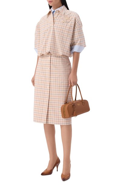 Хлопковая юбка PRADA бежевого цвета по цене 217000 руб., арт. P122IRS000/171C, фото 2 Хлопковая юбка PRADA, арт. P122IRS000/171C, фото 2