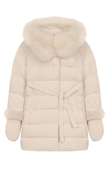 Пуховое пальто с отделкой из лисы YVES SALOMON ENFANT, арт. 25WEM920XXD0XW/12A-14A