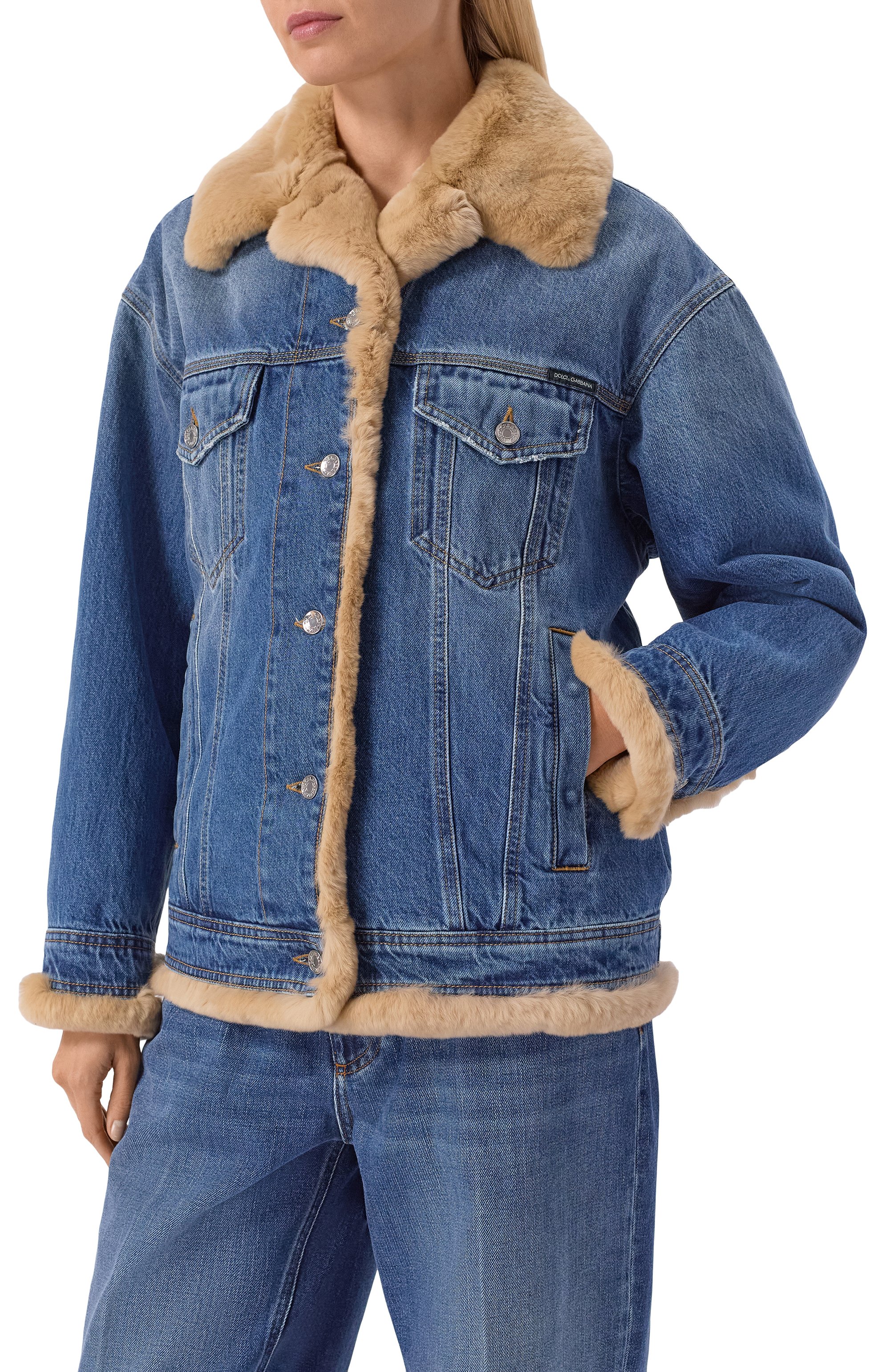 Джинсовая куртка с отделкой из кролика DOLCE & GABBANA, арт. F9S89D/G8NV4, фото 3