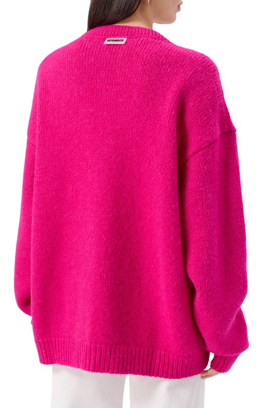 Шерстяной кардиган VETEMENTS UA53KN600P/2902 KNIT Розовый  UA53KN600P/2902 KNIT Фото 4