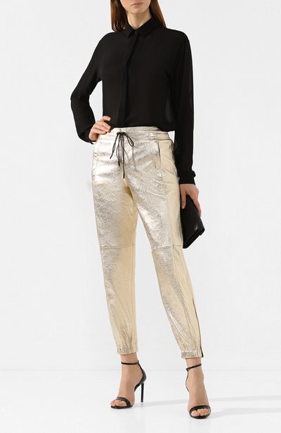 Шелковая рубашка SAINT LAURENT черного цвета по цене 83950 руб., арт. 512192/Y059R, фото 2 Шелковая рубашка SAINT LAURENT, арт. 512192/Y059R, фото 2