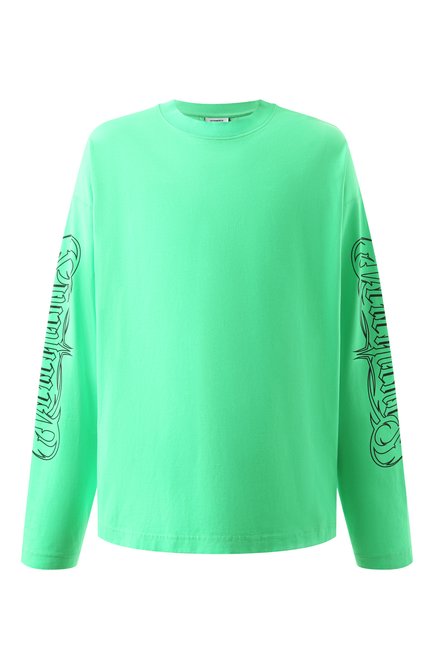 Мужская хлопковый лонгслив VETEMENTS зеленого цвета, арт. UA66LS620E | Фото 1 (Рукава: Длинные; Драгоценные камни: Проставлено; Материал сплава: Проставлено; Длина (для топов): Удлиненные)