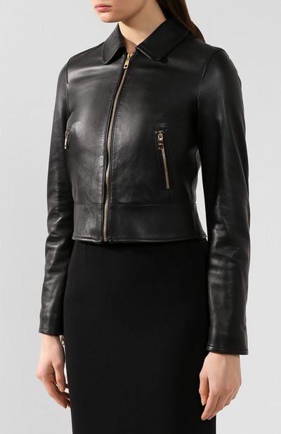 Кожаная куртка DOLCE & GABBANA черного цвета по цене 246000 руб., арт. F9G13L/FUL89, фото 3 Кожаная куртка DOLCE & GABBANA, арт. F9G13L/FUL89, фото 3