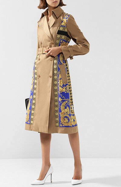 Двубортное пальто из смеси хлопка и шелка с поясом VERSACE, арт. A80526/A226862, фото 2