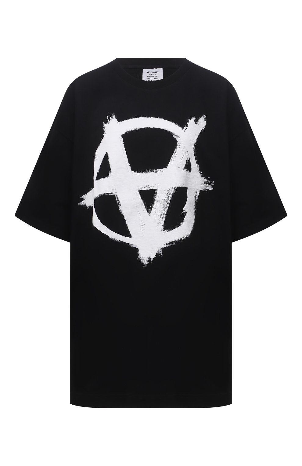 Хлопковая футболка VETEMENTS черного цвета по цене 58900 руб., арт. UA52TR490W 1602/W, фото 1 Хлопковая футболка VETEMENTS, арт. UA52TR490W 1602/W, фото 1