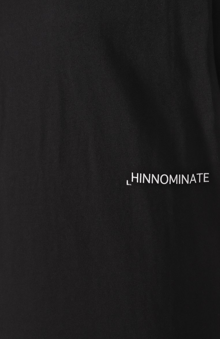Женская хлопковая футболка HINNOMINATE черного цвета, арт. HMABW01406 | Фото 6 (Драгоценные камни: Проставлено; Рукава: Короткие; Длина (для топов): Стандартные; Материал сплава: Проставлено; Материал внешний: Хлопок; Женское Кросс-КТ: Футболка-одежда; Стили: Спорт-шик; Принт: Без принта)