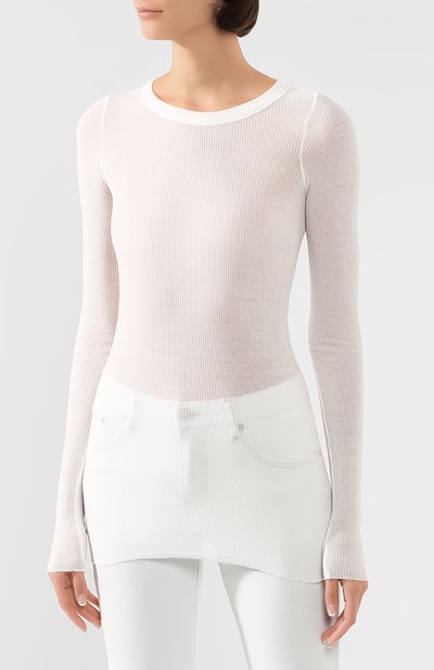 Лонгслив из смеси вискозы и шелка RICK OWENS белого цвета по цене 29950 руб., арт. RP20S1202/RC, фото 3 Лонгслив из смеси вискозы и шелка RICK OWENS, арт. RP20S1202/RC, фото 3