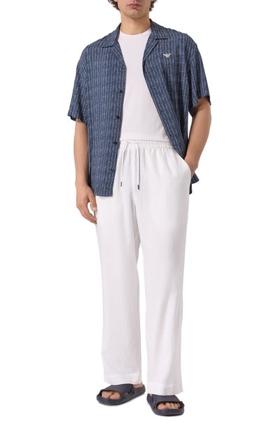 Брюки изо льна и вискозы EMPORIO ARMANI белого цвета по цене 19050 руб., арт. EM000586/AF12356, фото 2 Брюки изо льна и вискозы EMPORIO ARMANI, арт. EM000586/AF12356, фото 2