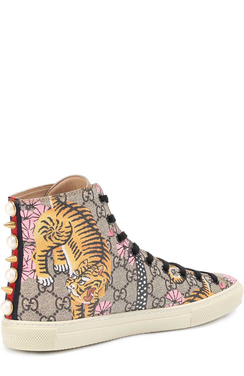 Высокие кеды major из текстиля с принтом GUCCI розового цвета по цене 49750 руб., арт. 454592/K6D30, фото 3 Высокие кеды major из текстиля с принтом GUCCI, арт. 454592/K6D30, фото 3