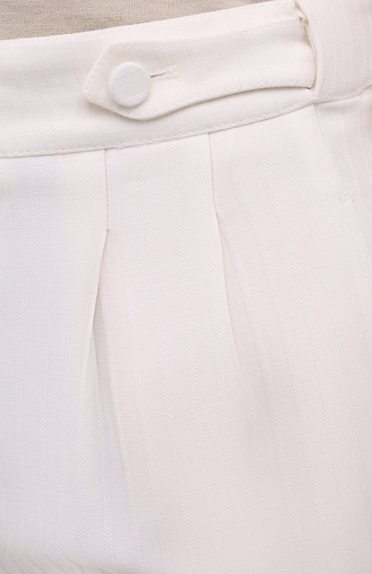 Женские шерстяные брюки SAINT LAURENT белого цвета, арт. 648752/Y1A57 | Фото 5 (Силуэт Ж (брюки и джинсы): Прямые; Стили: Кэжуэл; Длина (брюки, джинсы): Стандартные; Материал внешний: Шерсть; Женское Кросс-КТ: Брюки-одежда; Материал подк�лада: Шелк; Региональные ограничения белый список (Axapta Mercury): RU; Автоматизация состава: Проставлено; Автоматизация ТО: Проставлено)