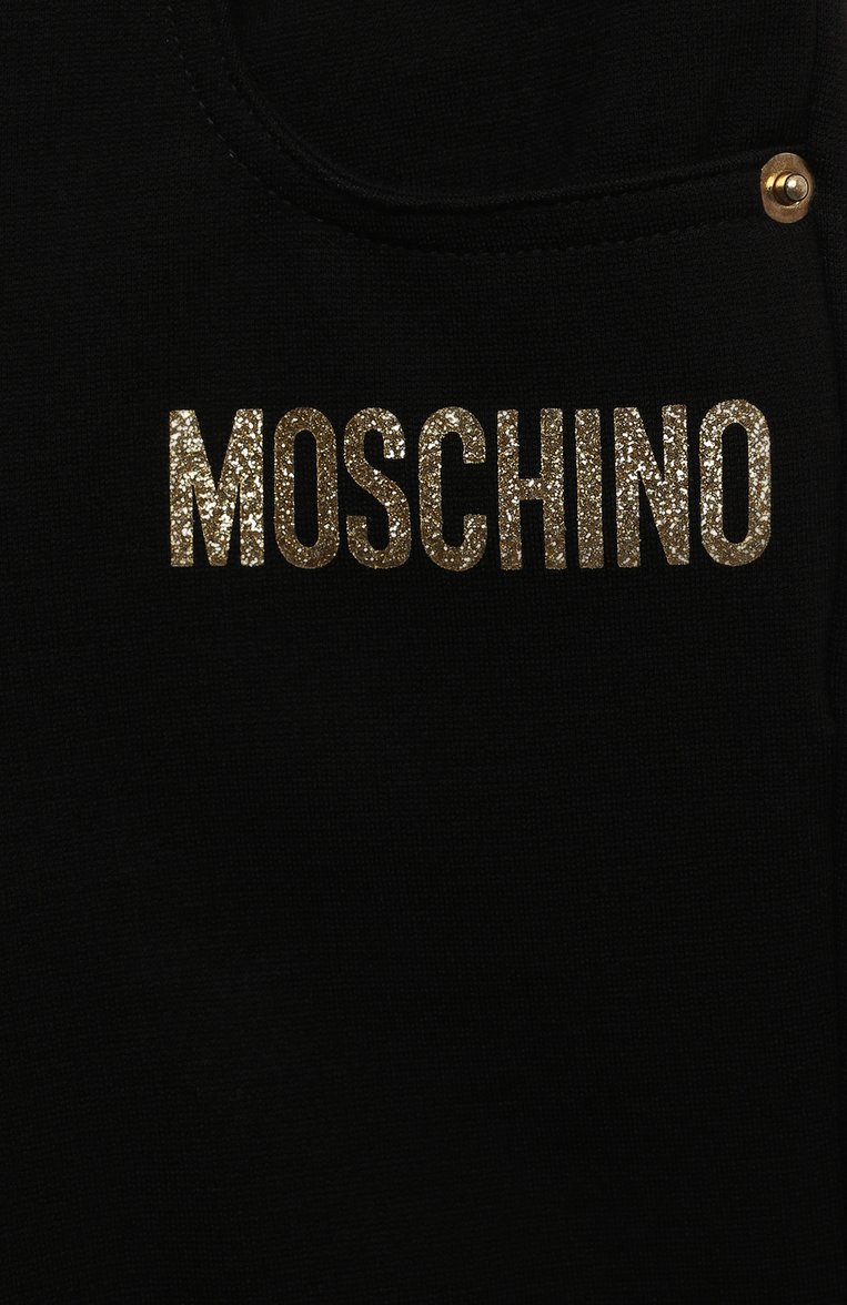 Детские брюки из вискозы MOSCHINO черного цвета, арт. HDP046/LJA00/4A-8A | Фото 3 (Материал сплава: Проставлено; Нос: Не проставлено; Материал внешний: Вискоза; Ростовка одежда: 4 года | 104 см, 5 лет | 110 см, 6 лет | 116 см, 8 лет | 128 см)