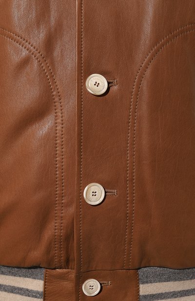 Кожаный бомбер BRUNELLO CUCINELLI коричневого цвета по цене 687500 руб., арт. MPMUP1973, фото 5 Кожаный бомбер BRUNELLO CUCINELLI, арт. MPMUP1973, фото 5