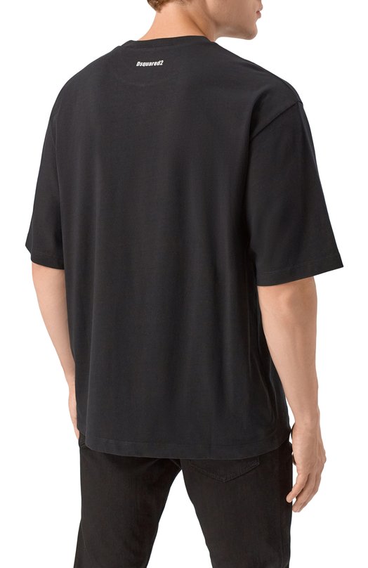 Хлопковая футболка Dsquared2 S74GD1478/D20033 Чёрный  S74GD1478/D20033 Фото 4