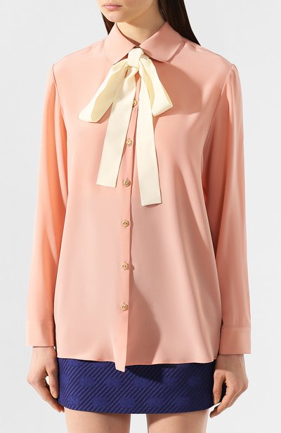 Шелковая блузка GUCCI розового цвета по цене 95000 руб., арт. 595791/ZAA0G, фото 3 Шелковая блузка GUCCI, арт. 595791/ZAA0G, фото 3