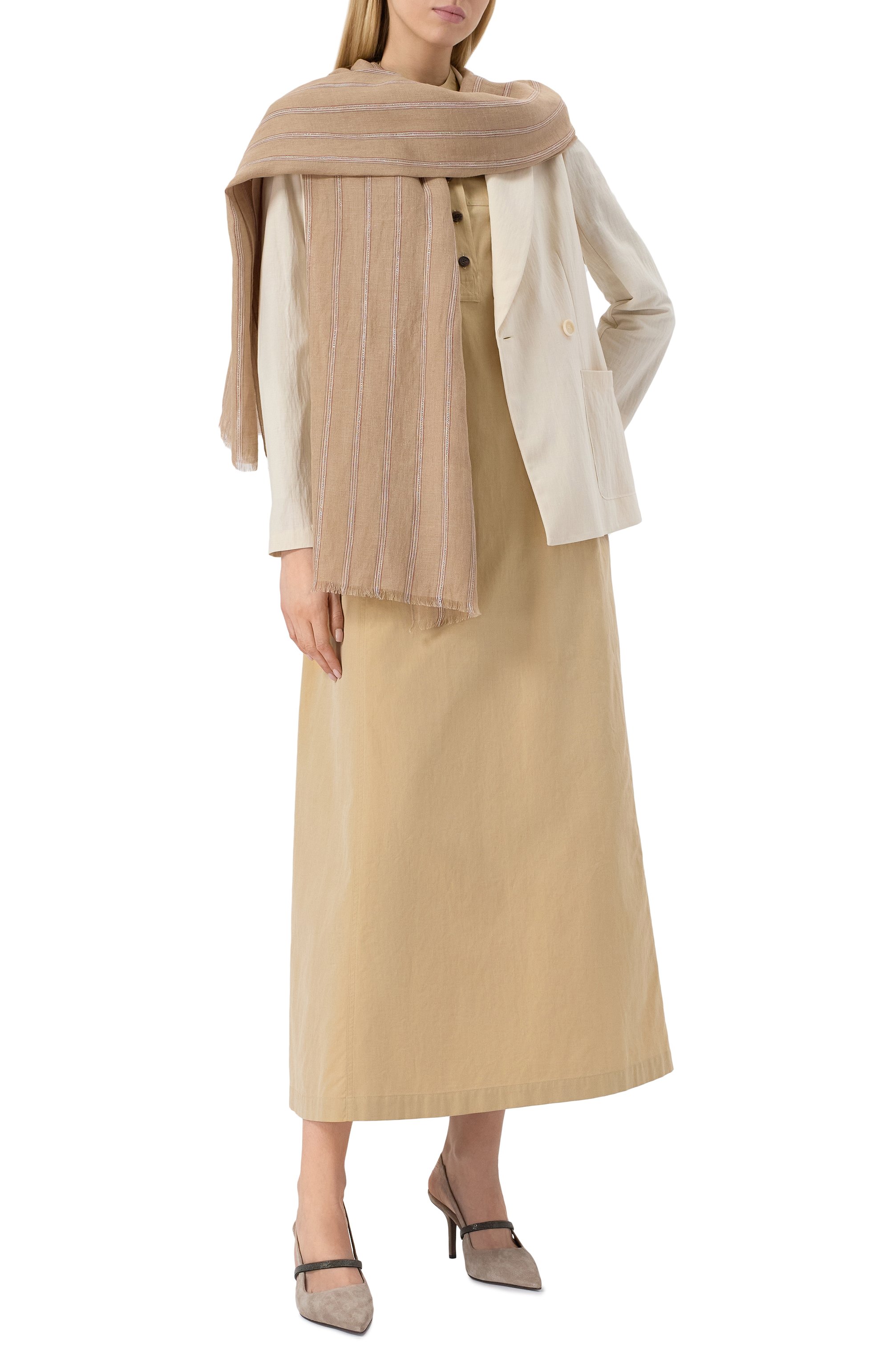 Льняной палантин BRUNELLO CUCINELLI, арт. MSCDAGL42, фото 2