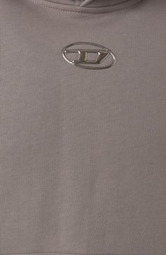 Мужской хлопковое худи DIESEL серого цвета, арт. A09856/0BMBJ | Фото 6 (Длина (для топов): Стандартные; Рукава: Длинные; Принт: Без принта; Мужское Кросс-КТ: Худи-одежда; Стили: Спорт-шик; Материал внешний: Хлопок)