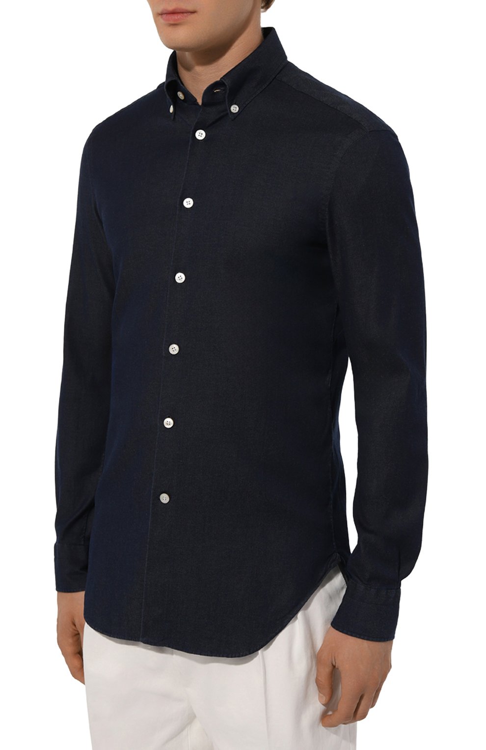 Джинсовая рубашка KITON темно-синего цвета по цене 59950 руб., арт. UCIH0904201, фото 3 Джинсовая рубашка KITON, арт. UCIH0904201, фото 3