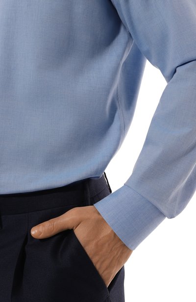 Сорочка из хлопка и кашемира CANALI голубого цвета по цене 46500 руб., арт. CCL7018/GD03310, фото 5 Сорочка из хлопка и кашемира CANALI, арт. CCL7018/GD03310, фото 5
