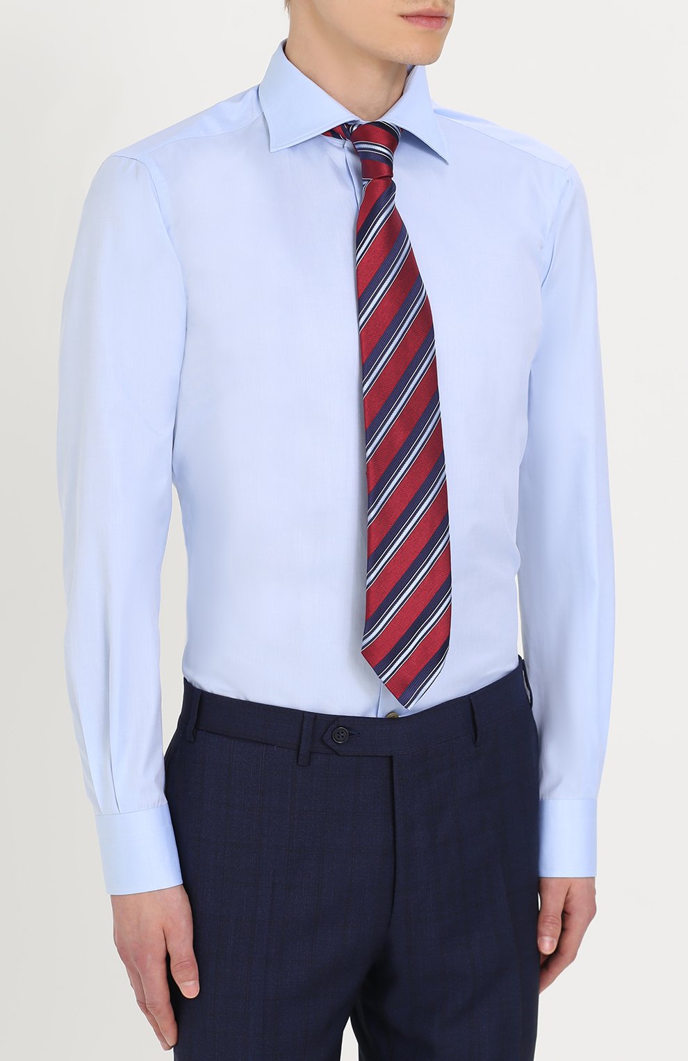 Хлопковая сорочка KITON голубого цвета по цене 77850 руб., арт. UCIH0003708003, фото 4 Хлопковая сорочка KITON, арт. UCIH0003708003, фото 4