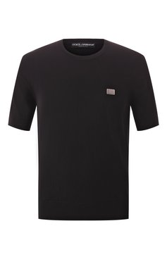 Мужская хлопковый джемпер DOLCE & GABBANA черного цвета, арт. GXX03T/JBCE9 | Фото 1 (Материал сплава: Проставлено; Длина (для топов): Стандартные; Драгоценные камни: Проставлено; Рукава: Короткие; Стили: Кэжуэл; Принт: Без принта; Материал внешний: Хлопок; Мужское Кросс-КТ: Футболка-одежда; Кросс-КТ: Джерси)